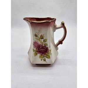 Ironstone NWAO Staffordshire YWAO England Floral Rose‎ Red Water Pitcher Jug Pot